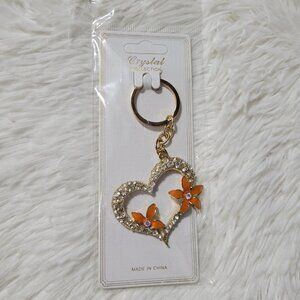 Crystal Collection Floral Heart Keychain